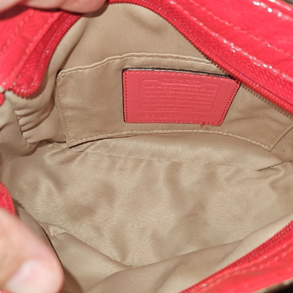Coach patent Leather red Shoulder Bag Zoe EUC